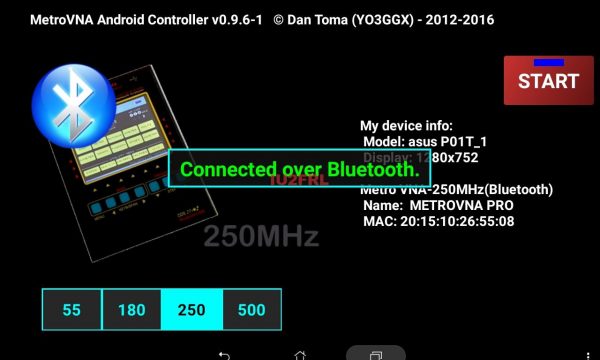 Connessione via Bluetooth del Metro VNA Pro