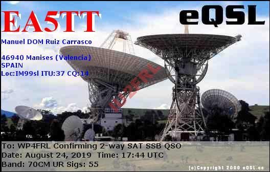 DX via satellite AO-7 WP4FRL-EA5TT