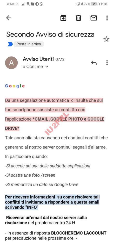 Google: secondo avviso di sicurezza